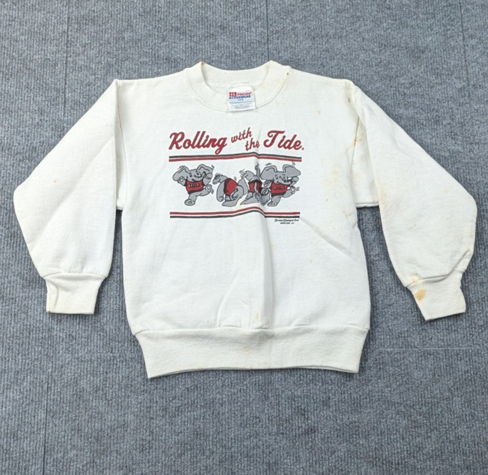 Vintage UA Sweatshirt Kids Small Bama Crimson Tide 80s Football Retro Sportswear